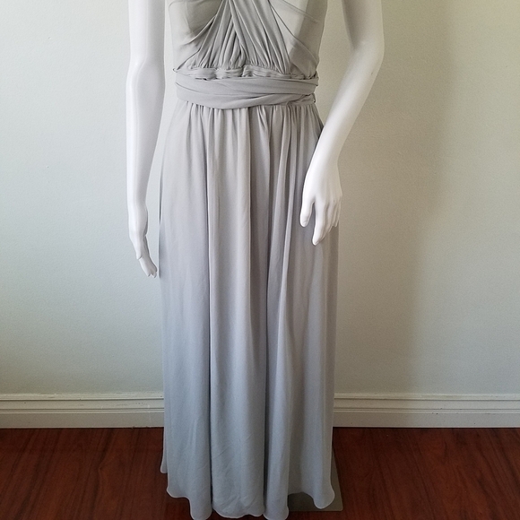 BIRDY Grey Christina Convertible Tullie Silver Maxi Prom Dress Women's Size XS - Picture 5 of 14